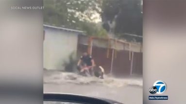Video: 2 girls folk, youngster rescued from floodwaters in San Bernardino | ABC7