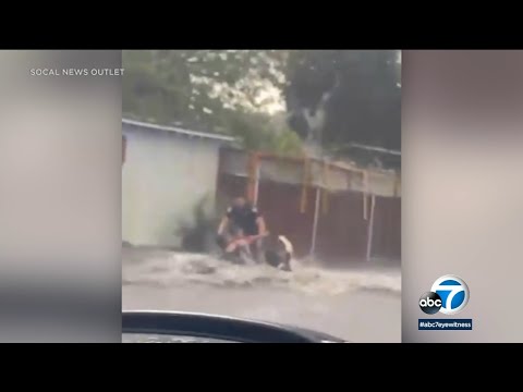 Video: 2 girls folk, youngster rescued from floodwaters in San Bernardino | ABC7