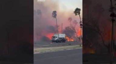 Original video reveals a huge fire raging come homes in Maui, Hawaii